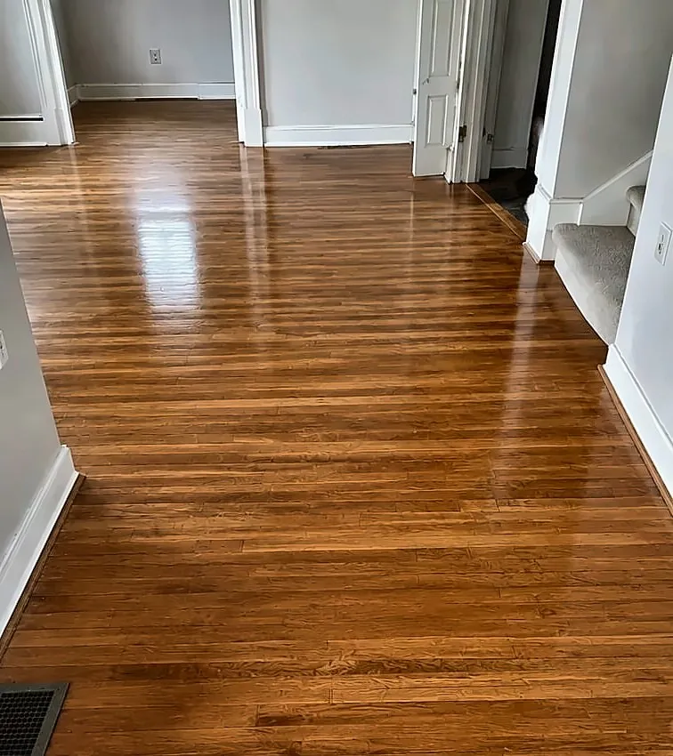 After: Hardwood floor before and after refinishing
